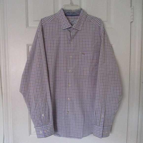 Tommy Bahama Mens L/S Lilac Cotton Check Button Down Dress Shirt - 16.5/33 or M - Picture 4 of 4